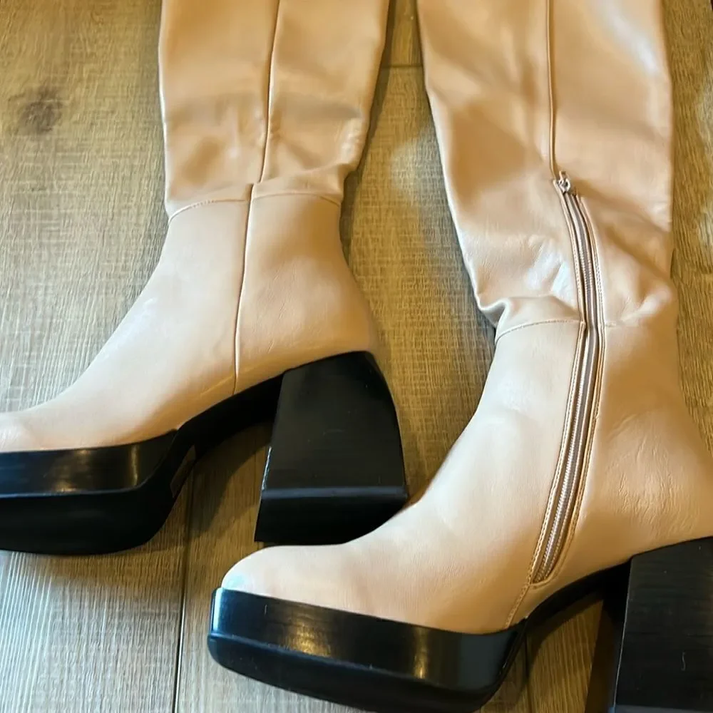 New Free People x Jeffrey Campbell Daphne Second Skin Platform Boots US 10